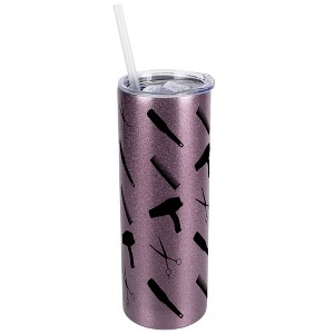 Elanze Designs Rose Gold 20 Ounce Double Wall Stainless Steel Glitter Travel Tumbler With Sliding Lid And Straw, Hair Stylist Barber - 1 of 4