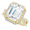 Pompeii3 5 3/4Ct Emerald Cut Moissanite & Diamond Engagement Ring White Yellow Rose Gold - 3 of 4