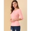 INSPIRE CHIC Women's Classic Solid Elbow Sleeves Round Neck Slim Fit T-Shirts - 4 of 4
