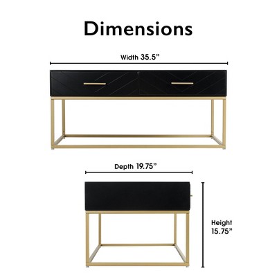 Modern Rectangular Black and Gold Coffee Table with Storage