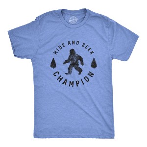 Mens Hide And Seek Champion T shirt Funny Bigfoot Tee Humor Cool Graphic Print - Crazy Dog Men's T Shirt - 1 of 4