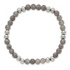 Chisel Stainless Steel 6mm Polished Grey Quartz Beaded Stretch Bracelet - 3 of 4