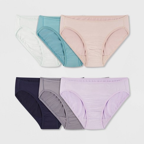 Fruit Of The Loom Women's 6pk Breathable Cooling Striped Bikini Underwear -  Colors May Vary : Target