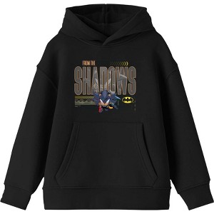 DC x Sonic the Hedgehog From The Shadows Shadow X Batman Yellow Outline Youth Long Sleeve Hoodie - 1 of 2