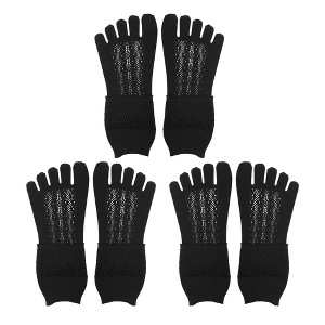 Unique Bargains Invisible Five Fingers Socks Hollow Out Breathable Soft Fashion No Show Socks for Women 3 Pairs - 1 of 4