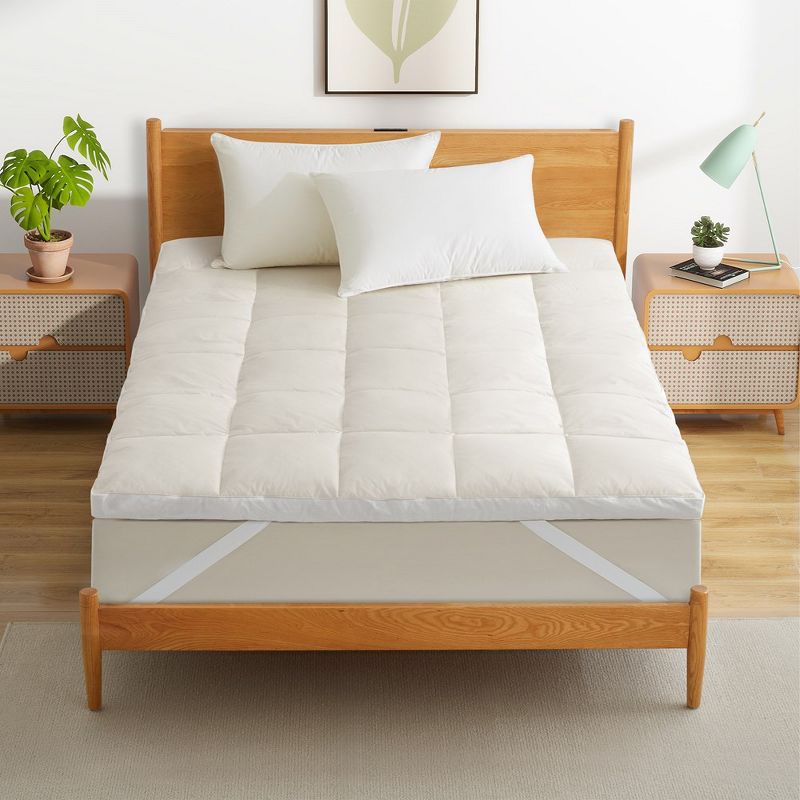 Peace Nest Organic Cotton Mattress Topper Feather Bed, Softness & Support in One, 3 of 6