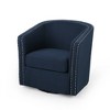 31.25" 100% Linen Fabric Contemporary Swivel Club Chair with Nailhead Accents - 4 of 4