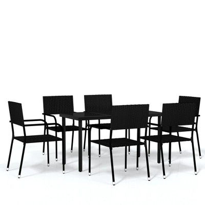 vidaXL Garden Dining Set - Black 55.1" Table Length 6 Items
