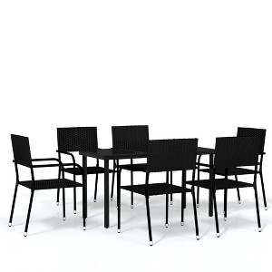 vidaXL Garden Dining Set - Black 55.1" Table Length 6 Items - 1 of 4