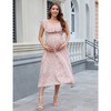 Women Maternity Summer Spring Casual V Neck Boho Sundress Ruffle Cap Sleeveless Flowy Maxi Dress Baby Shower - 2 of 4