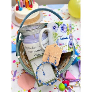 Michelle Marie Boutique's September Birthday Gift Box, Candle, Sapphire Jewelry, Morning Glory Mug, Women's Birthday Gift - 1 of 2