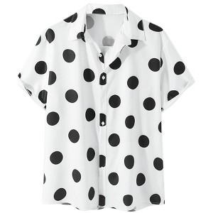 Lars Amadeus Men's Beach Polka Dots Printed Button Down Short Sleeves Casual Shirts - 1 of 4