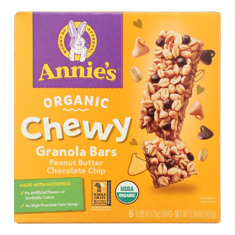 Annie's Organic Peanut Butter Chocolate Chip Chewy Granola Bars - Case of 12/5.34 oz, 2 of 5