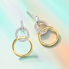 Ross-Simons 0.20 ct. t.w. Diamond Interlocking-Circle Drop Earrings in Sterling Silver and 14kt Yellow Gold - 3 of 4