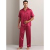 INSPIRE CHIC Men's Button Down Short Sleeve Casual Satin Pajamas Sets 2 Pieces - 2 of 4
