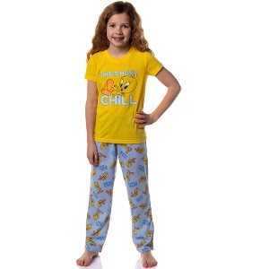 Looney Tunes Girls' This Is How I Chill Tossed Tweety Bird 2 Piece Pajama Set Yellow - 1 of 4