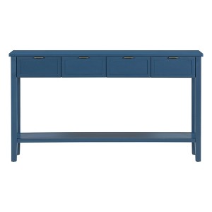 Vynxaria High-Quality Entryway Console Table with 4  Spacious Drawersm,1 Practical Bottom ShelfLong Legs, for Hallway, Foyer, Blue - 1 of 4