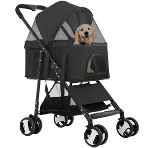 FDW Pet Stroller 3-in1 Multifunction Dog Stroller with All-Terrain Tires Extra-Large Storage Basket Adjustable Canopy for Small to Medium Dogs Cats - 1 of 4