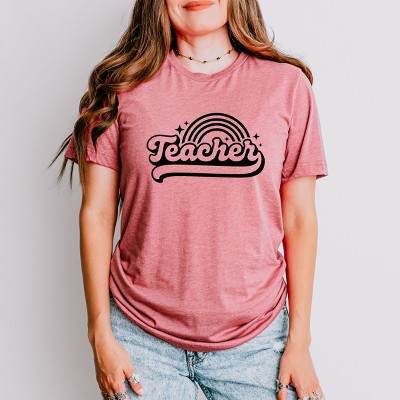 Simply Sage Market Teacher Rainbow Short Sleeve Tee - 2XL - Mauve