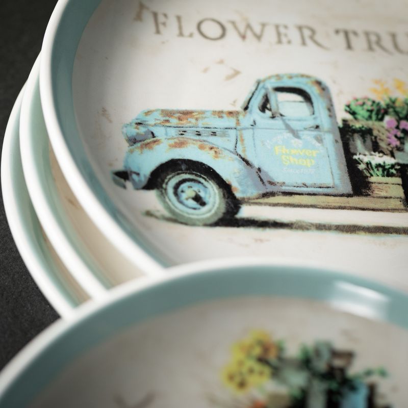 Sullivans Flower Truck Snack Plate Set of 4, 8"L Multicolored, 2 of 4