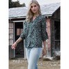 INSPIRE CHIC Women's 3/4 Sleeve V Neck Floral Ruffle Sleeve Dressy Casual Summer Tunics Blouses - 4 of 4