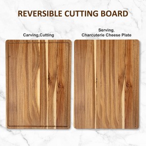 TackView Acacia Wood Cutting Board,Thick Chopping Board with Deep Juice Groove and  Inner Handles,24*18*1.2in - 1 of 4