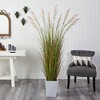 Nearly Natural 74-in Grass Artificial Plant in White Metal Planter - 3 of 4