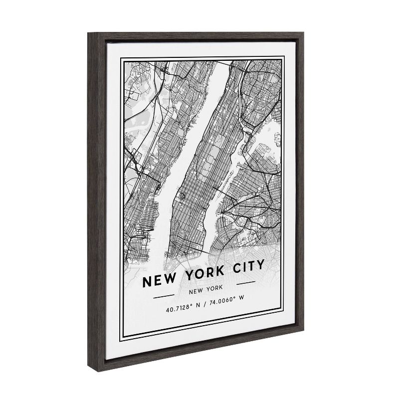 18&#34; x 24&#34; Sylvie New York City Modern Map by Jake Goossen Framed Wall Canvas Gray - Kate &#38; Laurel All Things Decor, 3 of 7