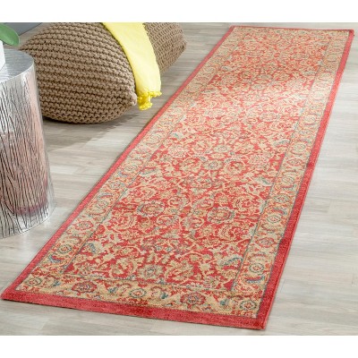 Elegant Mahal Red Synthetic 26" Washable Runner Rug