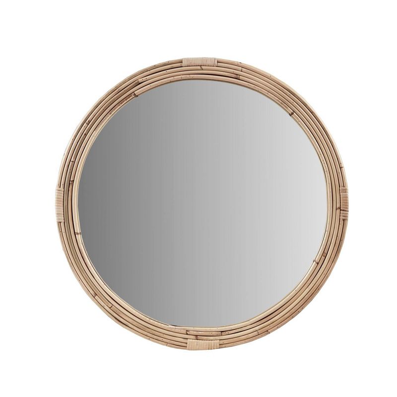 Luna Natural Rattan Round Wall Mirror - Martha Stewart, 1 of 8