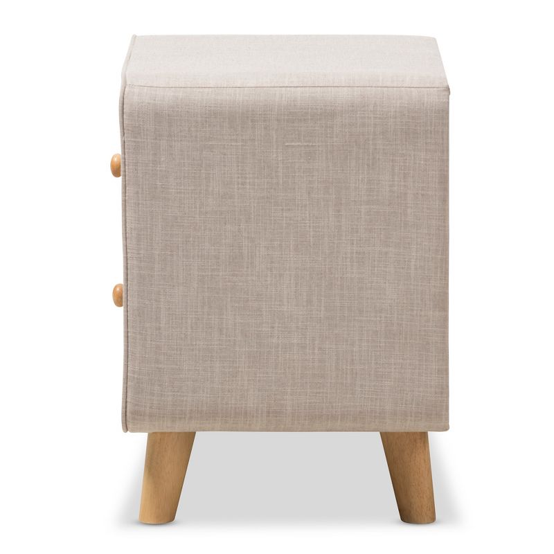 Jonesy Mid - Century Linen Upholstered 2 - Drawer Nightstand - Buff Beige - Baxton Studio, 4 of 8
