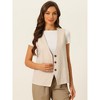 Allegra K Women's Linen Sleeveless V Neck Summer Button Down Vest Khaki Small : Target
