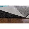 Home Mart Goods Turquoise Silver Geometric Triangles Hand-Carved Soft Living Room Area Rug - 4 of 4