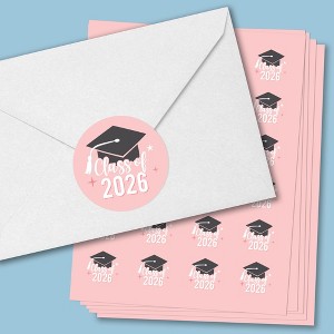 Big Dot of Happiness Class of 2026 Rose Gold Grad Envelope Seal Stickers, Round Circle Stickers to Seal Cards, Graduation Envelope Seals - 120 Count - 1 of 4