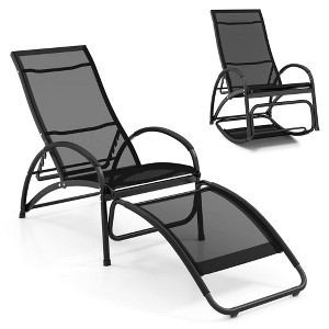 Costway 1/2 PCS 2-in-1 Outdoor Rocking Chair with 4-Position Adjustable Backrest Curved Armrests - 1 of 4
