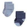 Hudson Baby Infant Boy Cotton Rich Newborn and Terry Socks, Blue Brown Stripes - 4 of 4