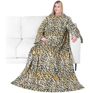 PAVILIA Fleece Wearable Blanket with Sleeves, Warm Cozy Soft Functional Lightweight Sleeved Throw Adults Men Women - 1 of 4