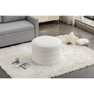 TUYOHW Round Ottoman,Footstool with Soft Padded Seat,Ottoman for Living Room,Bedroom,Entryway - 1 of 4