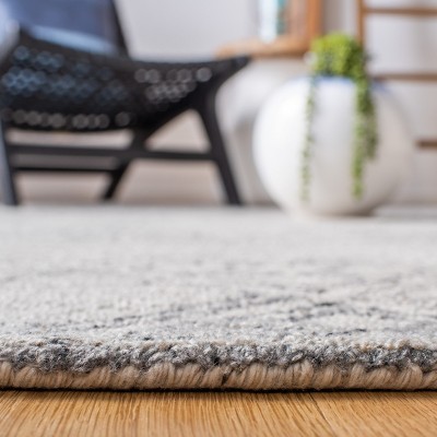 Gray Abstract Handmade Wool Square Area Rug