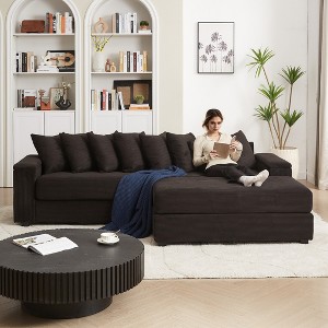 KWPZQEB 104'' Modular Sectional Sofa Couches, L-Shape Couch with 8 Pillows & 2 Armrest Storage Space, Comfy Sectional Couches for Living Room - 1 of 4