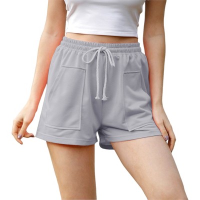 Anna-Kaci Active Women's Running Short Casual Loose Plain Drawstring Elastic Waist Pockets Summer Beach Shorts Lounge Pants