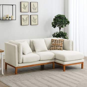 75" Modern Sectional Sofa Couch, 4-seat L-shaped Upholstered Couch Set with 3 Free Pillows-ModernLuxe