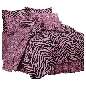 Pink Zebra Print Multiple Piece Comforter Set (Twin Extra Long) 6 Piece - Karin Maki