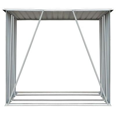 Gray Galvanized Steel Log Storage Shed with Sloping Roof