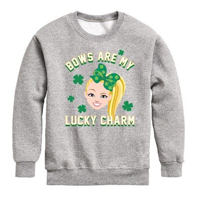 JoJo Siwa Lucky Charm Graphic Long Sleeve Fleece Sweatshirt - Athletic Heather - 2T