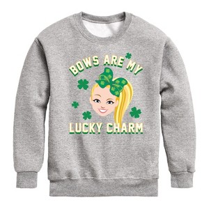 JoJo Siwa Lucky Charm Graphic Long Sleeve Fleece Sweatshirt - Athletic Heather - 2T - 1 of 3