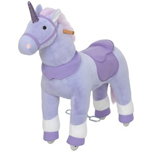 Kids Ride-On Unicorn Toy with Wheels, Blue - 1 of 4