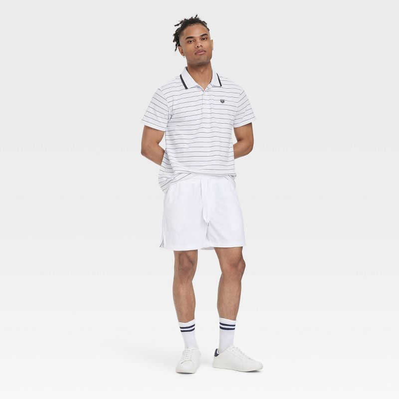 Houston White Adult Short Sleeve Striped Polo Shirt - White, 3 of 4