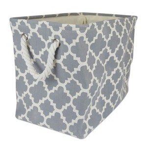 Design Imports Polyester Bin Lattice Gray Rectangle Medium 16X10X12 - 1 of 4