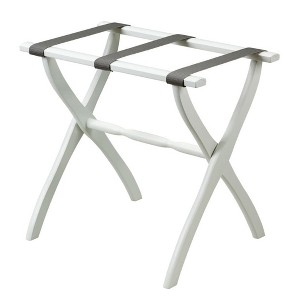HomeRoots White Folding Luggage Rack With Gray Straps - 1 of 4